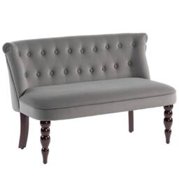 Wyld Haus Nolali Charcoal Grey Velvet Feel Wingback 2 Seater Sofa Button Tufted - thumbnail 2