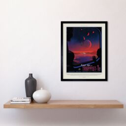 "Wee Blue Coo NASA Space Travel Advert Trappist 1E Planet Hop 12x16"" Framed Art - Size: W12"" x H16""" - thumbnail 2