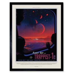"Wee Blue Coo NASA Space Travel Advert Trappist 1E Planet Hop 12x16"" Framed Art - Size: W12"" x H16""" - thumbnail 1