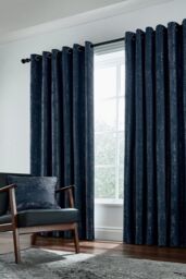 Helena Springfield 'Roma' Woven Lined Curtains in Dark Navy - Size: 167 cm width x 137 cm drop - thumbnail 1