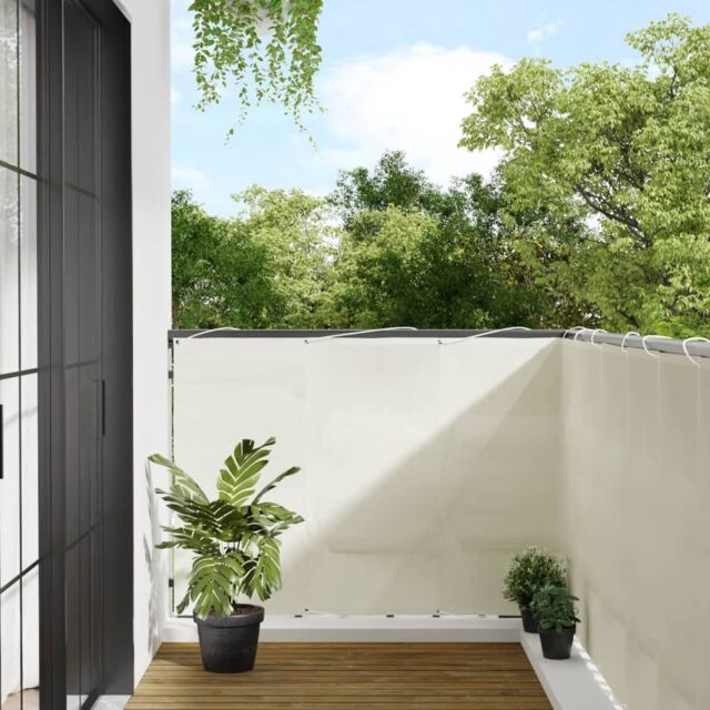 Berkfield Home Balcony Screen Cream 120x700 cm 100% Polyester Oxford - image 1
