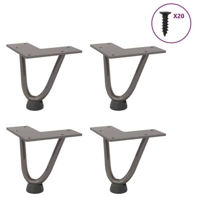 Berkfield Home Hairpin Table Legs 4 pcs Natural Steel 10 cm Solid Steel in Grey - image 1
