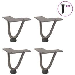 Berkfield Home Hairpin Table Legs 4 pcs Natural Steel 10 cm Solid Steel in Grey