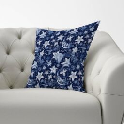 Warren Reed - Designer Paisley Christmas Stars Blue Cushions - Size: 45 cm x 45 cm - thumbnail 2