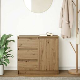 Berkfield Home Sideboard with Drawer Artisan Oak 71x35x65 cm Engineered Wood in Brown - Size: 71 x 35 x 65 cm - thumbnail 3