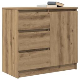 Berkfield Home Sideboard with Drawer Artisan Oak 71x35x65 cm Engineered Wood in Brown - Size: 71 x 35 x 65 cm - thumbnail 4