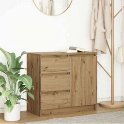 Berkfield Home Sideboard with Drawer Artisan Oak 71x35x65 cm Engineered Wood in Brown - Size: 71 x 35 x 65 cm - thumbnail 1