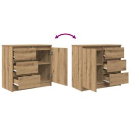 Berkfield Home Sideboard with Drawer Artisan Oak 71x35x65 cm Engineered Wood in Brown - Size: 71 x 35 x 65 cm - thumbnail 9