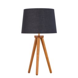 First Choice Lighting Set of 2 Dark Oak Table Lamp or Bedside Lights with Black Gold Shades in Brown - thumbnail 2