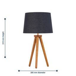 First Choice Lighting Set of 2 Dark Oak Table Lamp or Bedside Lights with Black Gold Shades in Brown - thumbnail 6