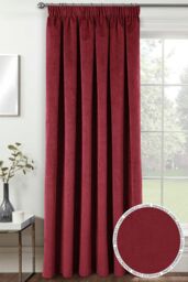 Enhanced Living Velvet, Supersoft, 100% Blackout, Thermal Door Curtain with Tape Top in Red - Size: 168 cm width x 214 cm drop
