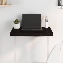 Berkfield Home Table Top Dark Grey 60x40x(2-6) cm Treated Solid Wood Oak in Dark Brown - thumbnail 2