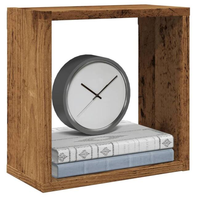 Berkfield Home Wall Cube Shelves 4 pcs Old Wood 30x15x30 cm Engineered Wood in Brown - Size: 30 x 15 x 30 cm - image 1