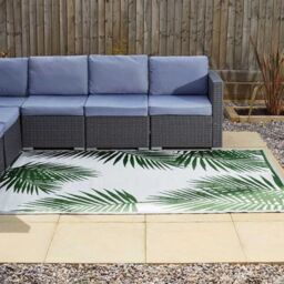 Marco Paul Green Tropical Leaf Outdoor Garden Reversible Rug - Size: 150 cm x 210 cm - thumbnail 1