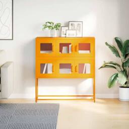 Berkfield Home Sideboard Mustard Yellow 100.5x39x107 cm Cold-rolled Steel - thumbnail 4