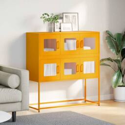 Berkfield Home Sideboard Mustard Yellow 100.5x39x107 cm Cold-rolled Steel - thumbnail 3