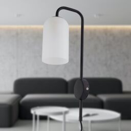 First Choice Lighting Set of 2 Victoria - Black Plug in Wall Lights Frosted Glass Shades - thumbnail 7