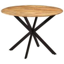 Berkfield Home Dining Table Ã˜110x78 cm Solid Wood Mango & Steel in Brown - Size: 110x78 cm - thumbnail 8