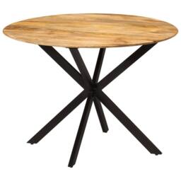 Berkfield Home Dining Table Ã˜110x78 cm Solid Wood Mango & Steel in Brown - Size: 110x78 cm - thumbnail 7