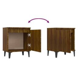 Berkfield Home Bed Cabinet with Metal Legs Brown Oak 40x30x50 cm - Size: 40 x 30 x 50 cm - thumbnail 5