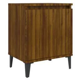 Berkfield Home Bed Cabinet with Metal Legs Brown Oak 40x30x50 cm - Size: 40 x 30 x 50 cm