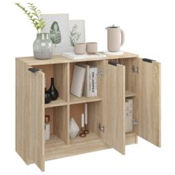 Berkfield Home Sideboard Sonoma Oak 90.5x30x70 cm Engineered Wood in Brown - thumbnail 4