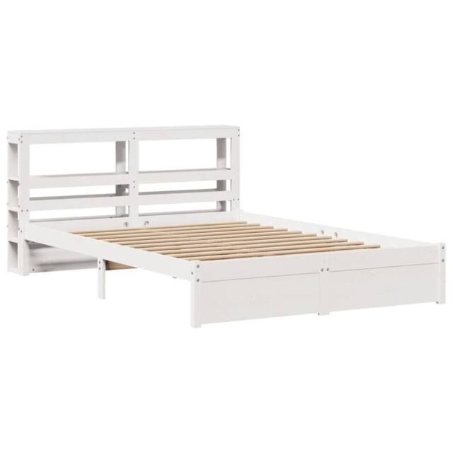 Berkfield Home Beautiful Bed Frame with Headboard without Mattress White 120x200 cm - Size: Small Double - image 1
