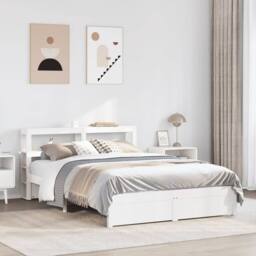 Berkfield Home Beautiful Bed Frame with Headboard without Mattress White 120x200 cm - Size: Small Double - thumbnail 2