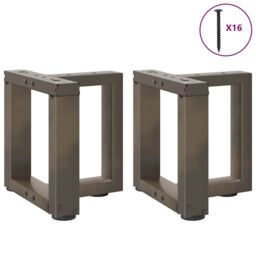 Berkfield Home Coffee Table Legs T-Shaped¬†2 pcs Natural Steel 30x25x(30-31) cm Steel in Black - thumbnail 5