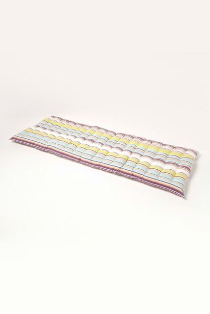 Homescapes Garden Bench Cushion Luxury 3 Seat Cotton Green Striped Indoor Outdoor Pad - image 1