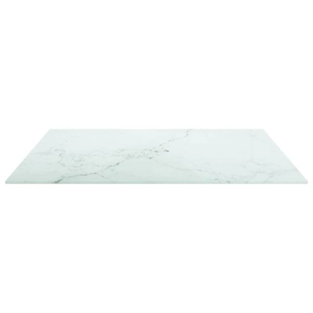 Berkfield Home Table Top White 70x70 cm 6 mm Tempered Glass with Marble Design - image 1