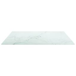 Berkfield Home Table Top White 70x70 cm 6 mm Tempered Glass with Marble Design