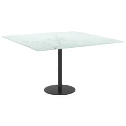 Berkfield Home Table Top White 70x70 cm 6 mm Tempered Glass with Marble Design - thumbnail 4