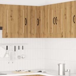 Berkfield Home Kitchen Wall Corner Cabinet Kalmar Artisan Oak Engineered Wood in Brown - thumbnail 3