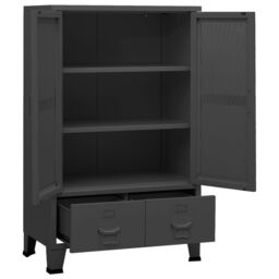 Berkfield Home Industrial Storage Chest Anthracite Metal in Black - thumbnail 6