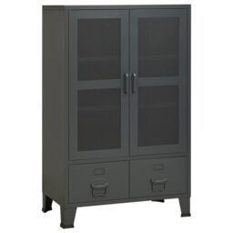 Berkfield Home Industrial Storage Chest Anthracite Metal in Black - thumbnail 2