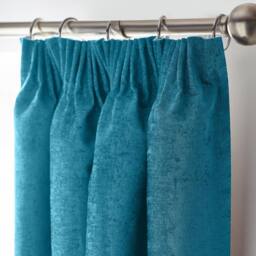 Luxury Living Chenille Blackout Pencil Pleat Top Curtains in Teal - Size: 117 cm width x 229 cm drop - thumbnail 2