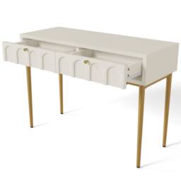 Merax Cream White Console Table Hall Table with Arched Drawer Fronts - thumbnail 8