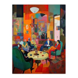 "Artery8 The Cocktail Party Modern Colourful Abstract Kitsch Large Wall Art Poster Print Thick Paper 18X24 Inch - Size: W18"" x H24""" - thumbnail 1