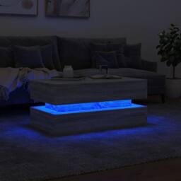 Berkfield Home Coffee Table with LED Lights Grey Sonoma 90x50x40 cm - Size: 90 x 50 x 40 cm - thumbnail 5