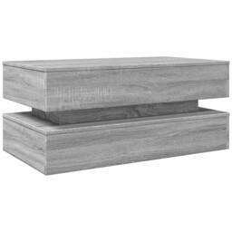 Berkfield Home Coffee Table with LED Lights Grey Sonoma 90x50x40 cm - Size: 90 x 50 x 40 cm - thumbnail 3