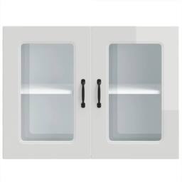 Berkfield Home Kitchen Wall Cabinet with Glass Door Kalmar High Gloss White Wood - thumbnail 5