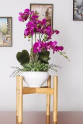 Living and Home Bamboo Nordic Raised Plant Stand Flower Rack 25cm in Brown