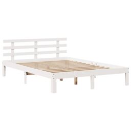 Berkfield Home Bed Frame with Headboard without Mattress White 135x190 cm Double - thumbnail 5