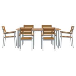 Berkfield Home Modern 7 Piece Garden Dining Set Solid Wood Acacia & Metal - thumbnail 7