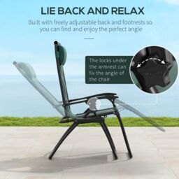 OUTSUNNY Zero Gravity Lounger Folding Recliner Chair w/ Cup Holder Green - Size: 1 Pack - thumbnail 4