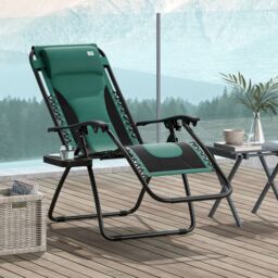 OUTSUNNY Zero Gravity Lounger Folding Recliner Chair w/ Cup Holder Green - Size: 1 Pack - thumbnail 1