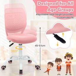 Costway Kids Desk Chair Ergonomic Adjustable Children Study Chair in Pink - thumbnail 7