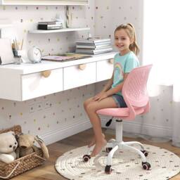 Costway Kids Desk Chair Ergonomic Adjustable Children Study Chair in Pink - thumbnail 3
