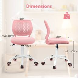 Costway Kids Desk Chair Ergonomic Adjustable Children Study Chair in Pink - thumbnail 4
